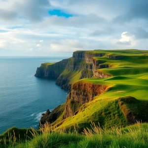 Lush green golf course in Ireland with players