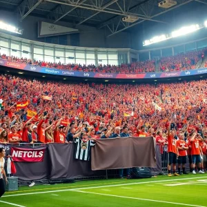 Fans celebrating the Jacksonville Jaguars' new head coach announcement