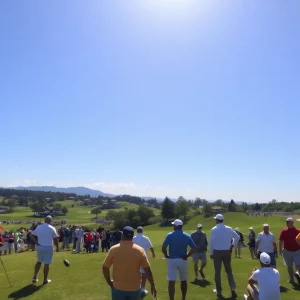 Amateur and professional golfers playing on a picturesque golf course during the Legends Tour 2025.