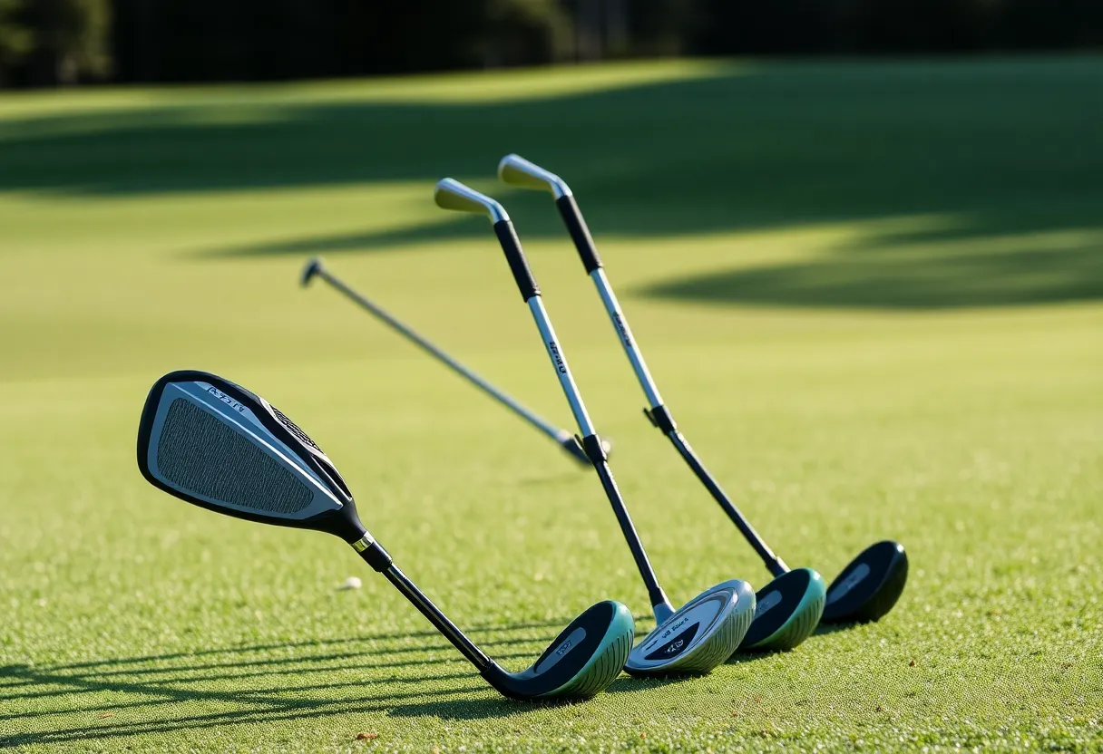 Close-up of new Mizuno Pro S3 and Bettinardi MB24 golf clubs