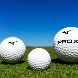 Mizuno Pro S and Pro X golf balls displayed on green grass