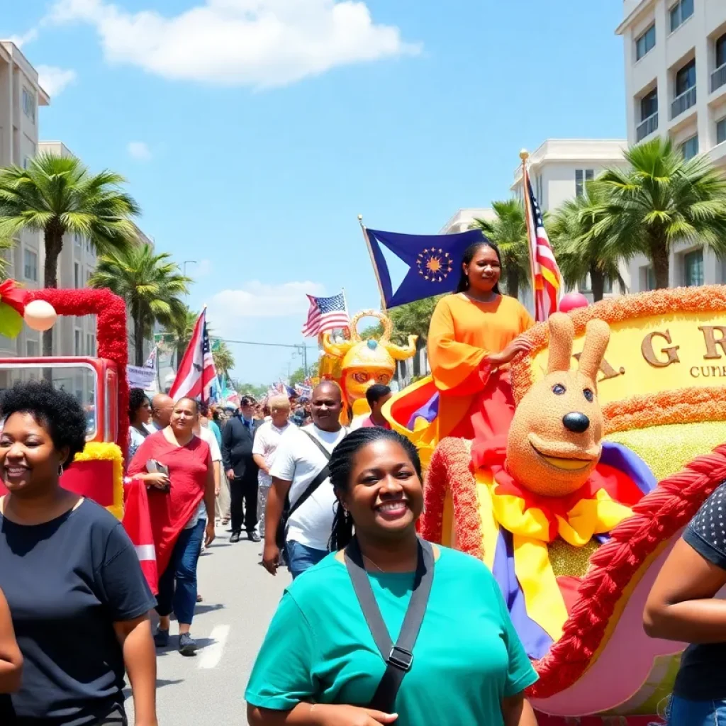 Participants celebrating Martin Luther King Jr. Day during a parade in Tampa Bay