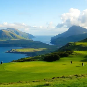 Golfers playing on beautiful Northern Ireland courses