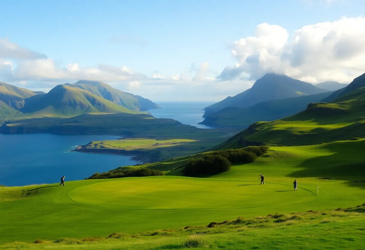 Golfers playing on beautiful Northern Ireland courses