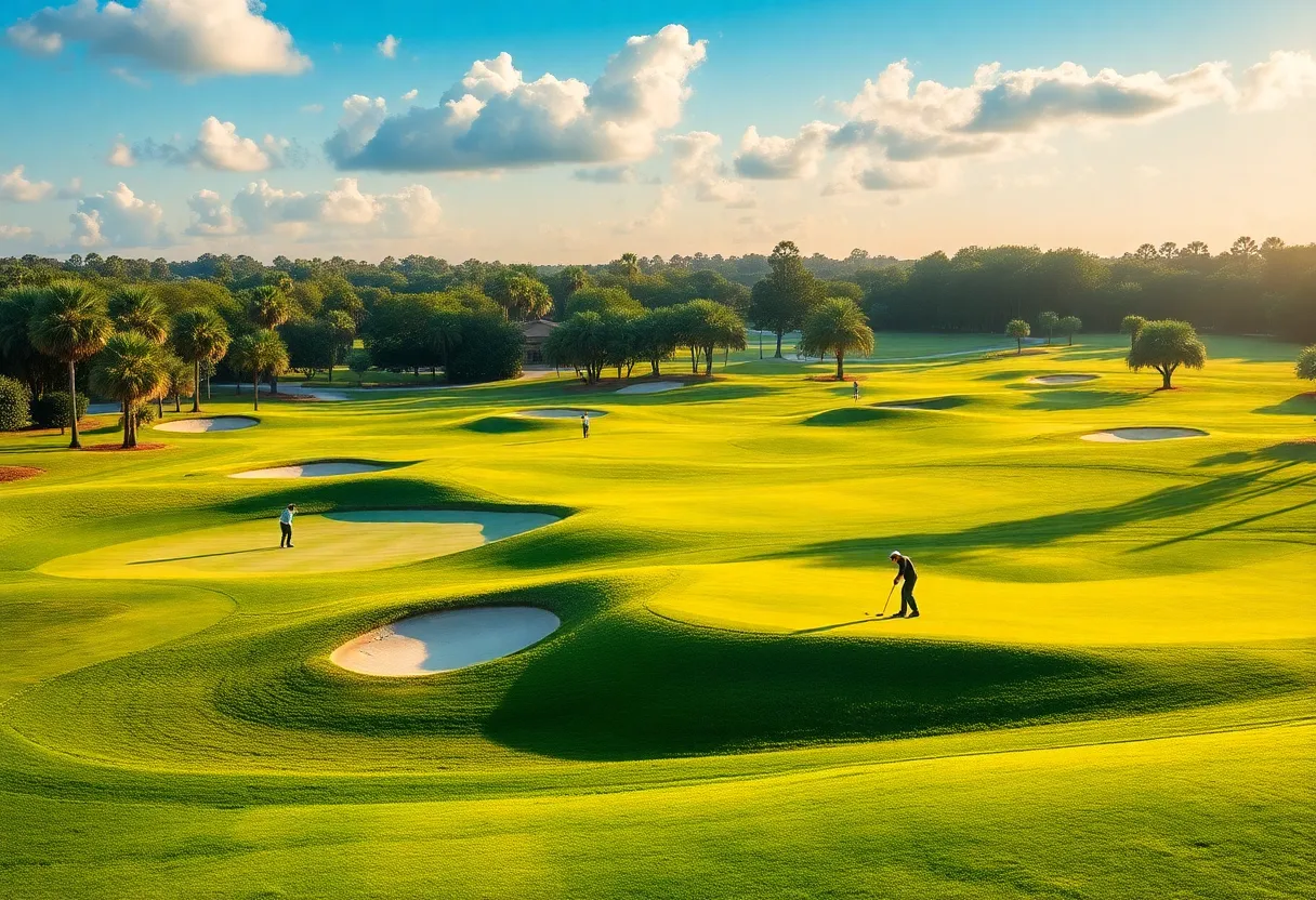 A vibrant golf course in Orlando with lush fairways and trees.