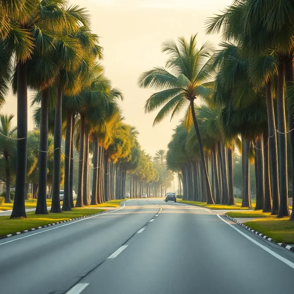 Morning view of Tampa Road in Palm Harbor, Florida