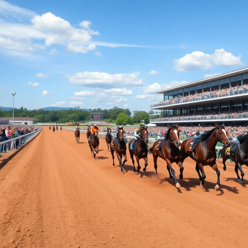 Horses racing during the Pasco Stakes at Tampa Bay Downs.