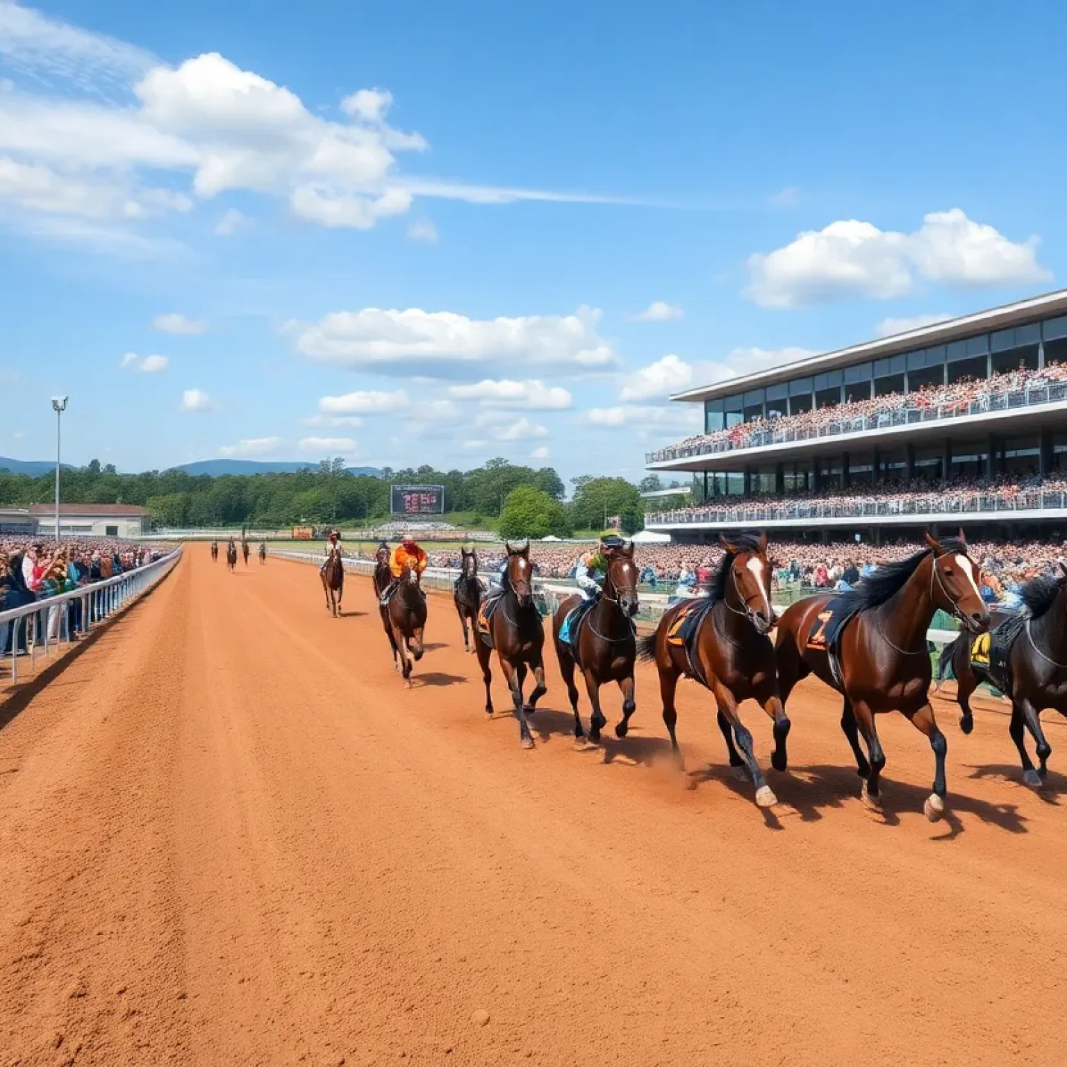 Horses racing during the Pasco Stakes at Tampa Bay Downs.