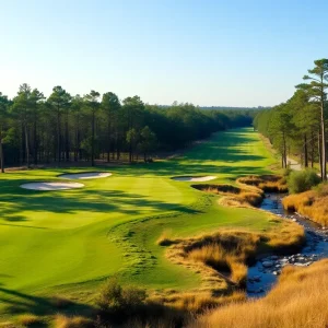 Scenic view of Pinehurst No. 10 golf course with dunes and pines