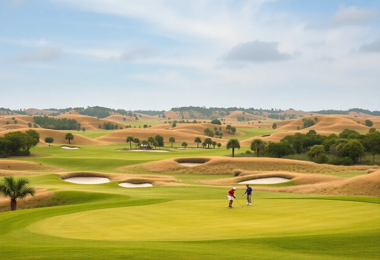 Scenic view of Roost golf course with fairways and bunkers