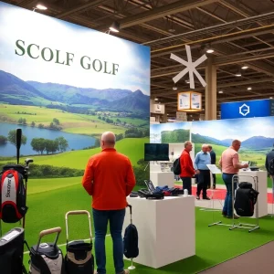 Scenic view of a Scottish golf course with rolling hills.