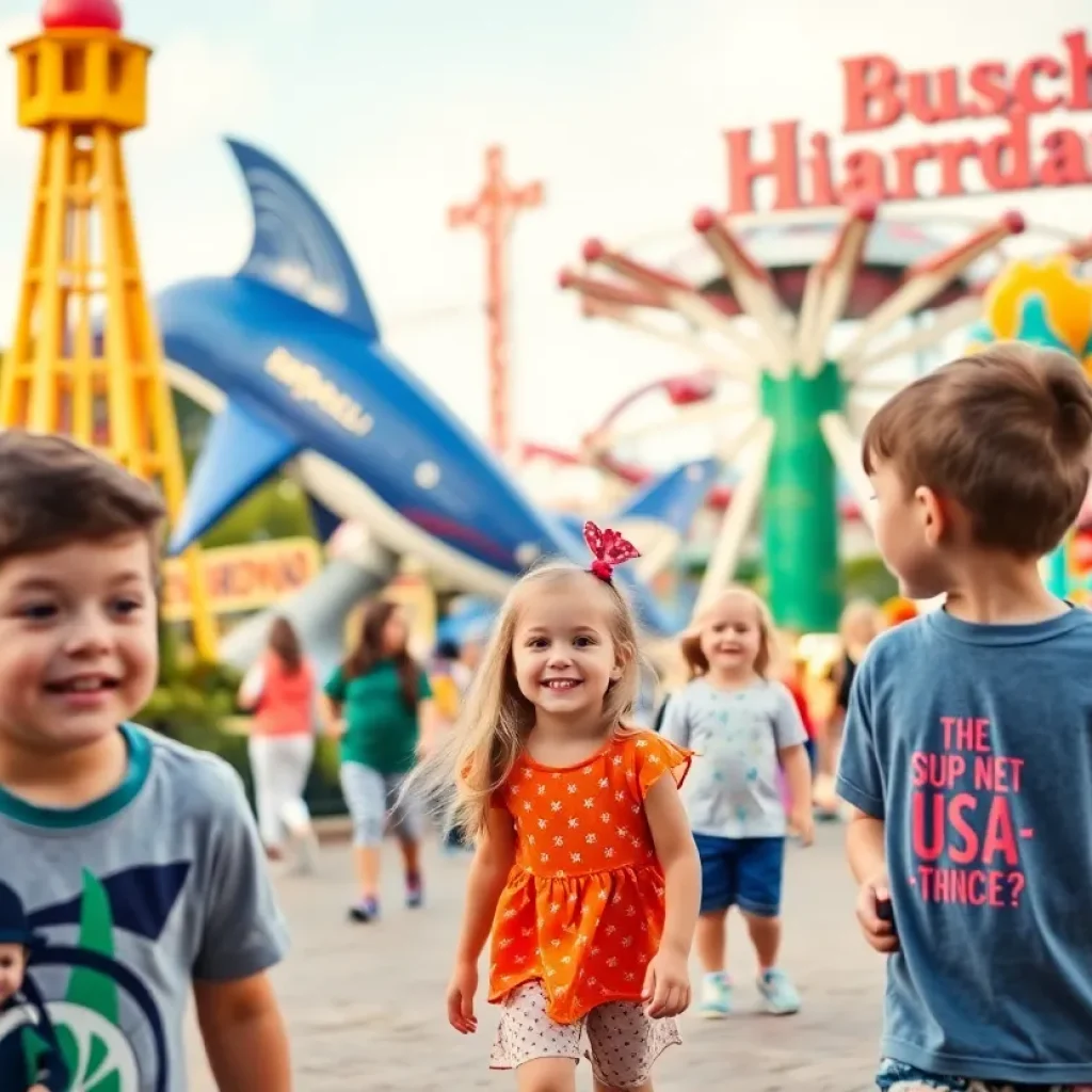 Children enjoying rides at SeaWorld and Busch Gardens