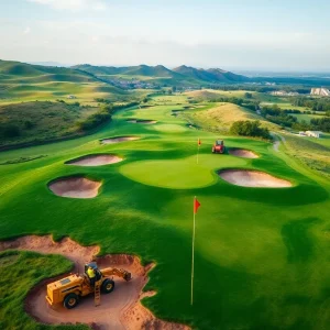 Construction of a new golf course at Streamsong Resort with natural landscape features