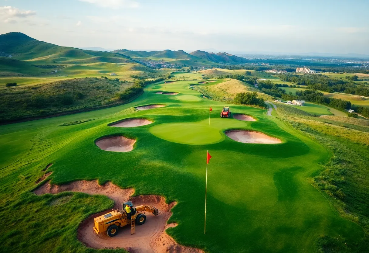 Construction of a new golf course at Streamsong Resort with natural landscape features