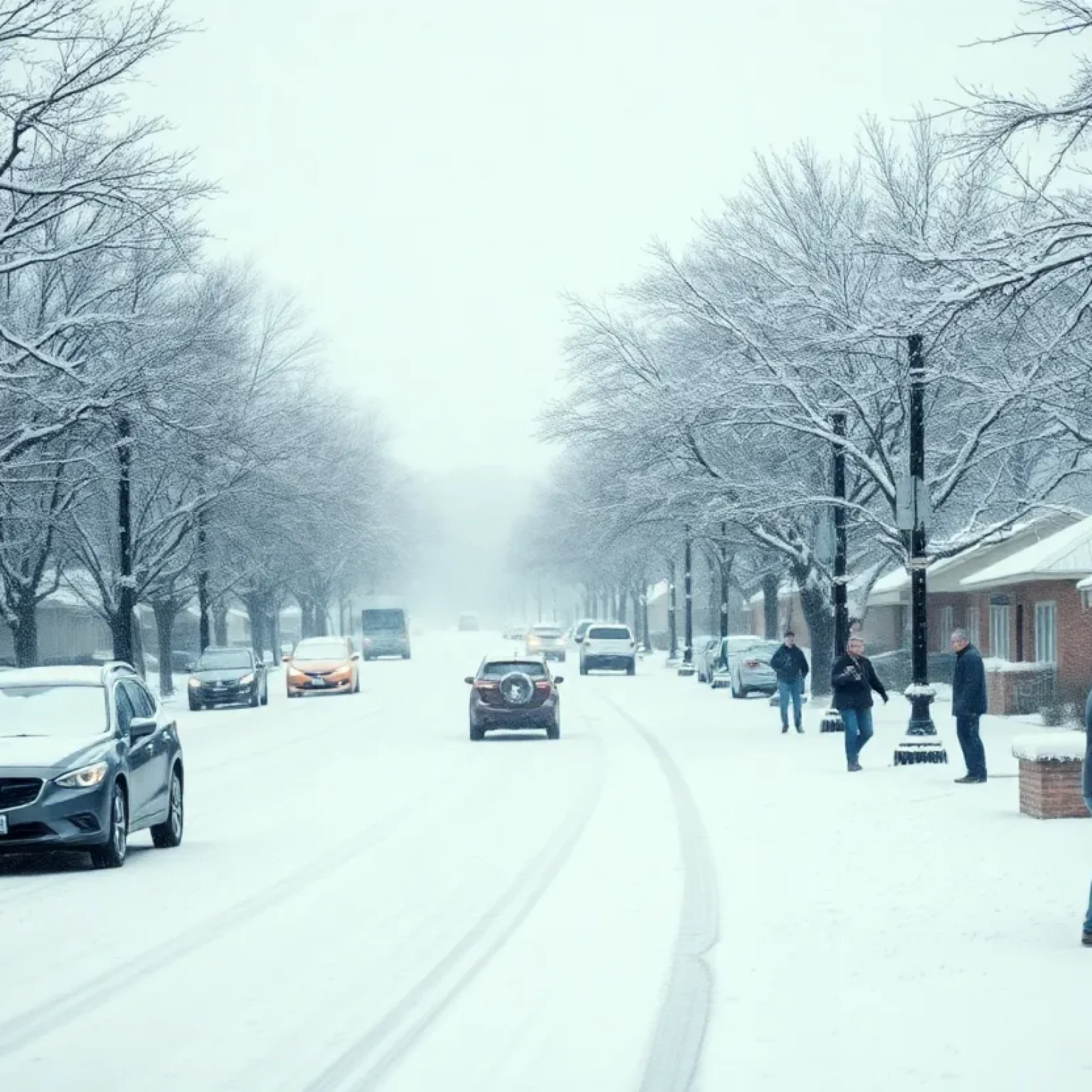 Snow-covered streets of Tallahassee in preparation for a winter storm