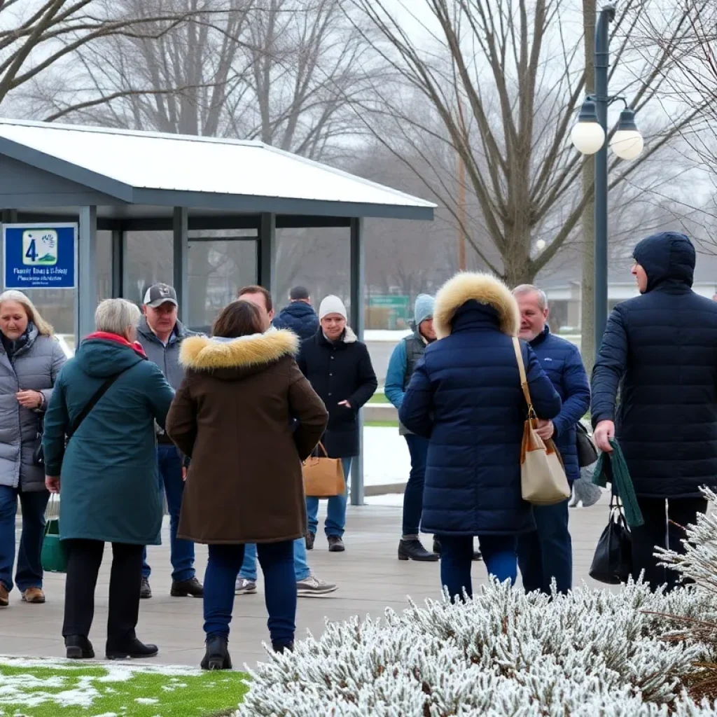 People in winter coats during a cold snap in Tampa Bay.