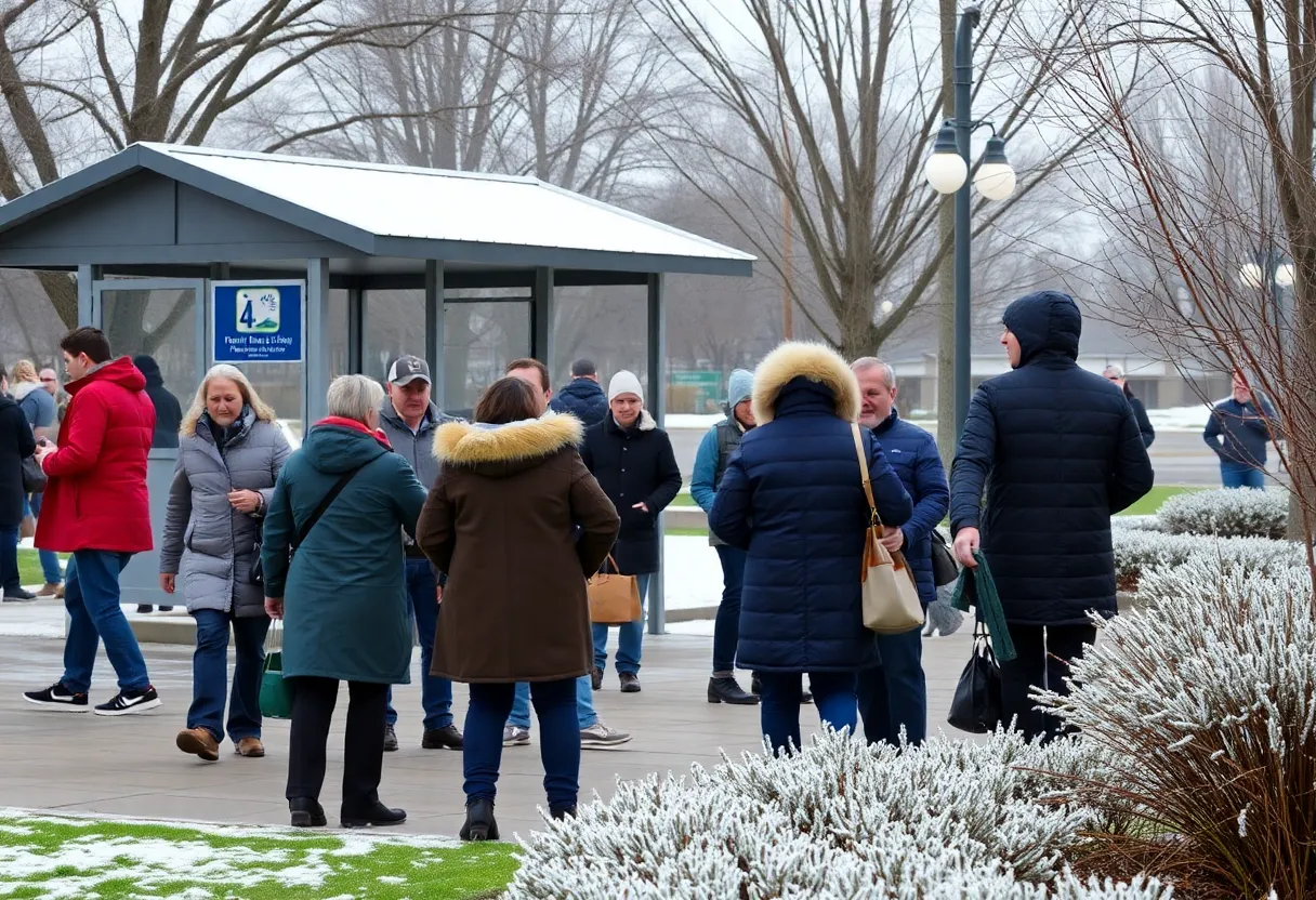 People in winter coats during a cold snap in Tampa Bay.