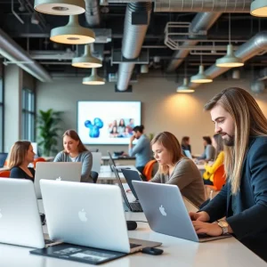 People collaborating in a Tampa Bay tech workspace