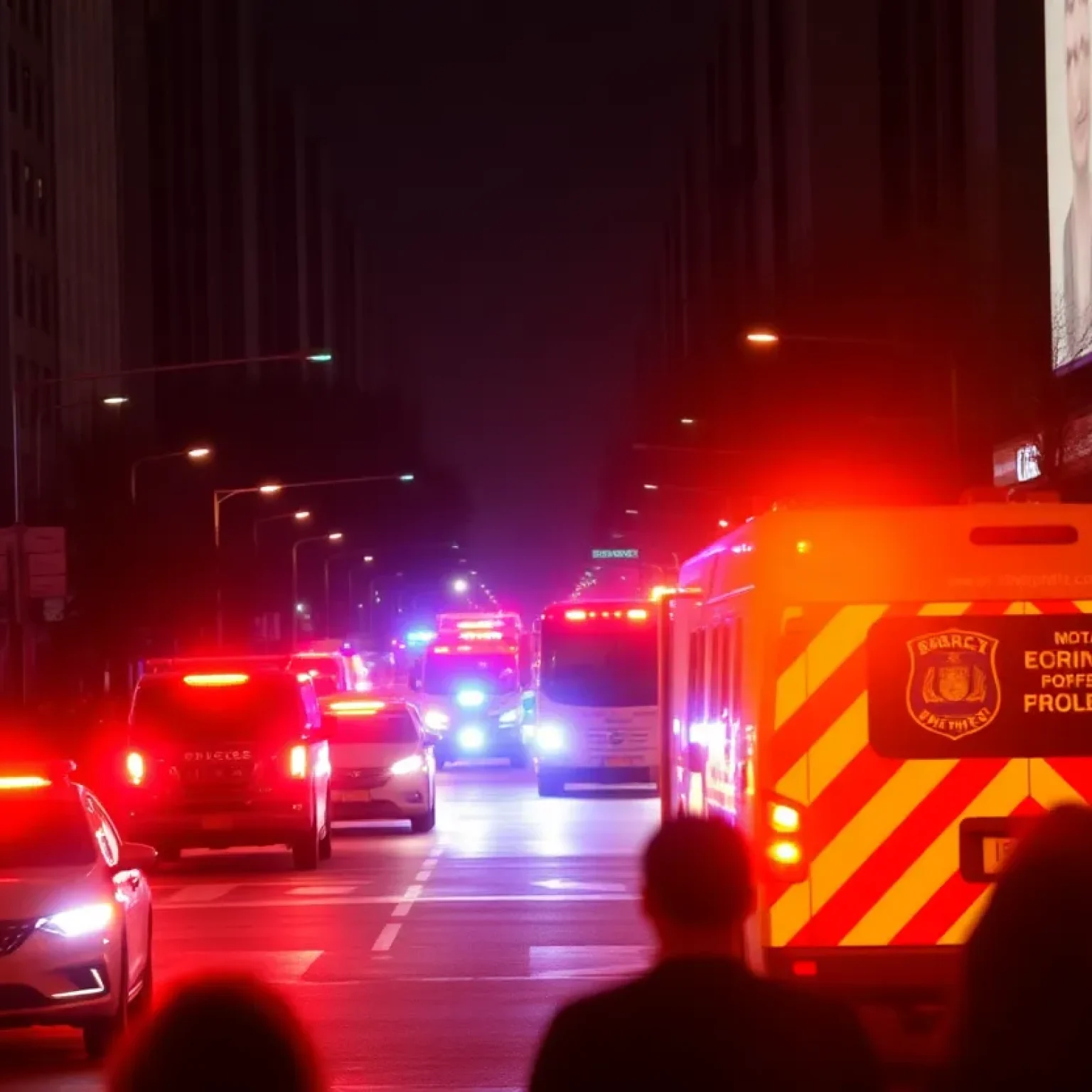 Police cars and emergency lights at a scene of a violent incident in Tampa.