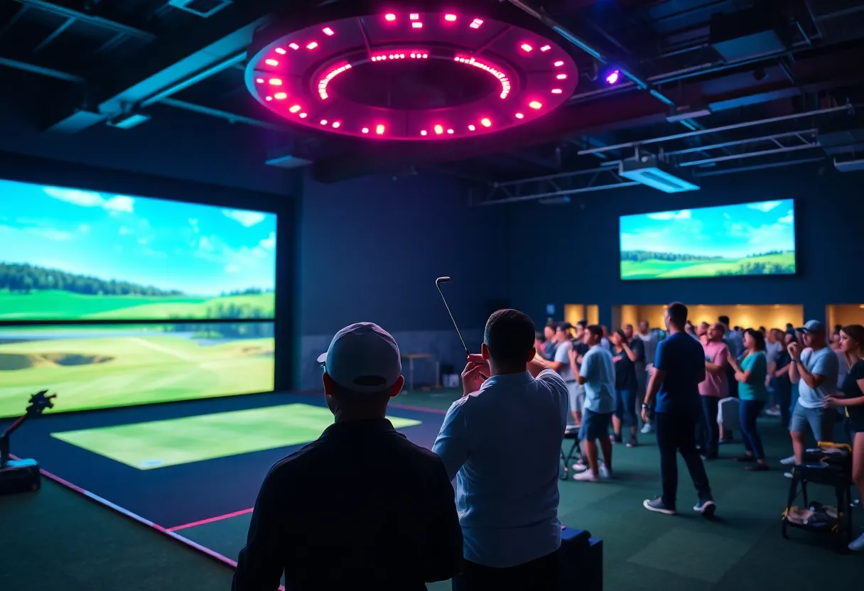 TGL golf league high-tech event with fans enjoying the game