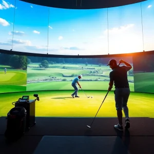 Indoor golf match at the TGL league