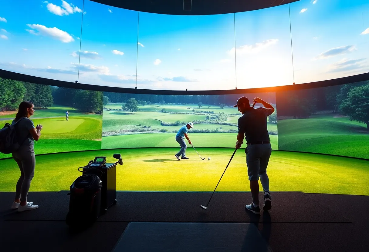 Indoor golf match at the TGL league