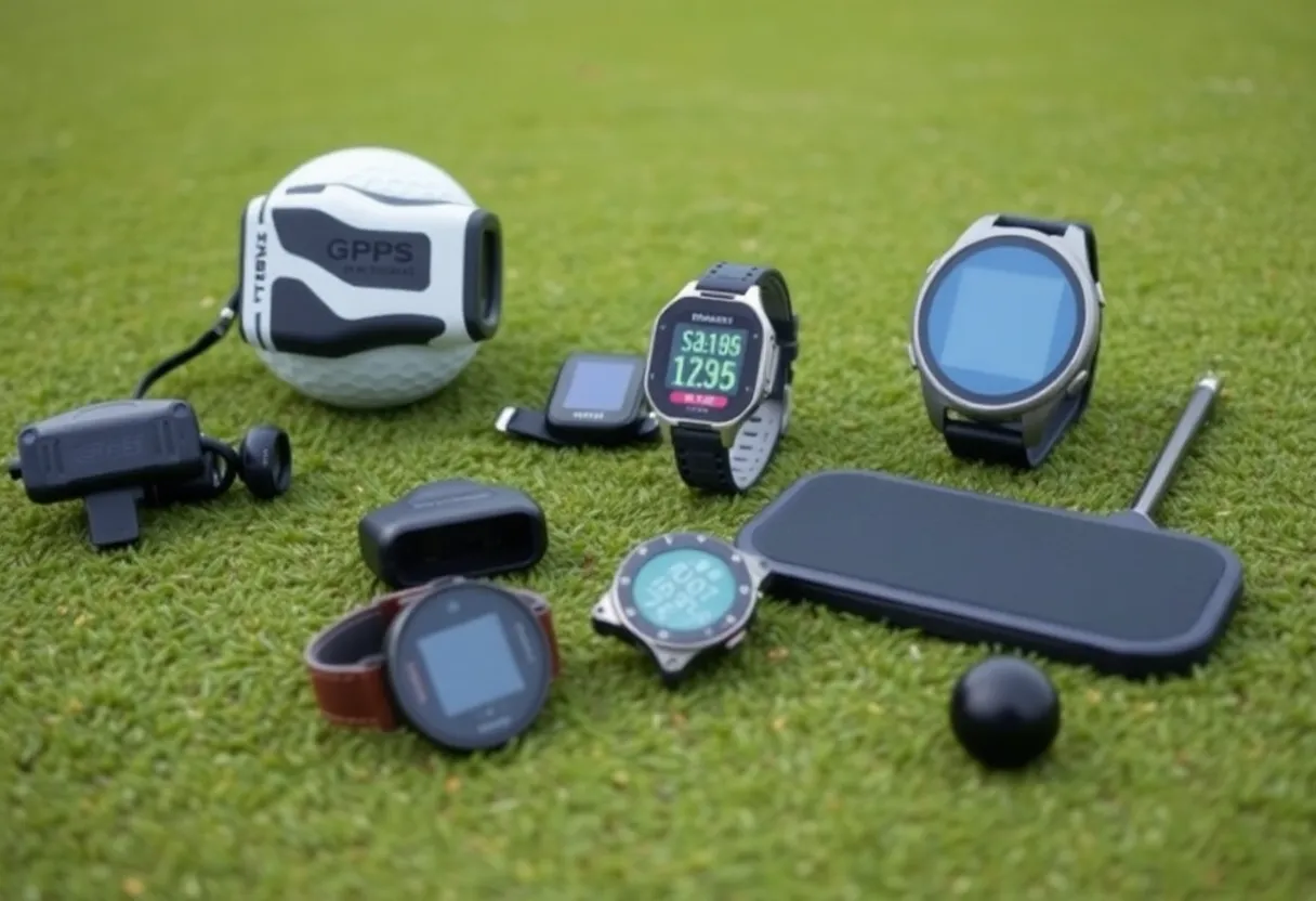 Various golf gadgets for improving game performance on a golf course