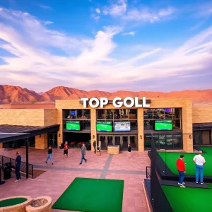 Topgolf venue in Saudi Arabia with golfers enjoying the game.