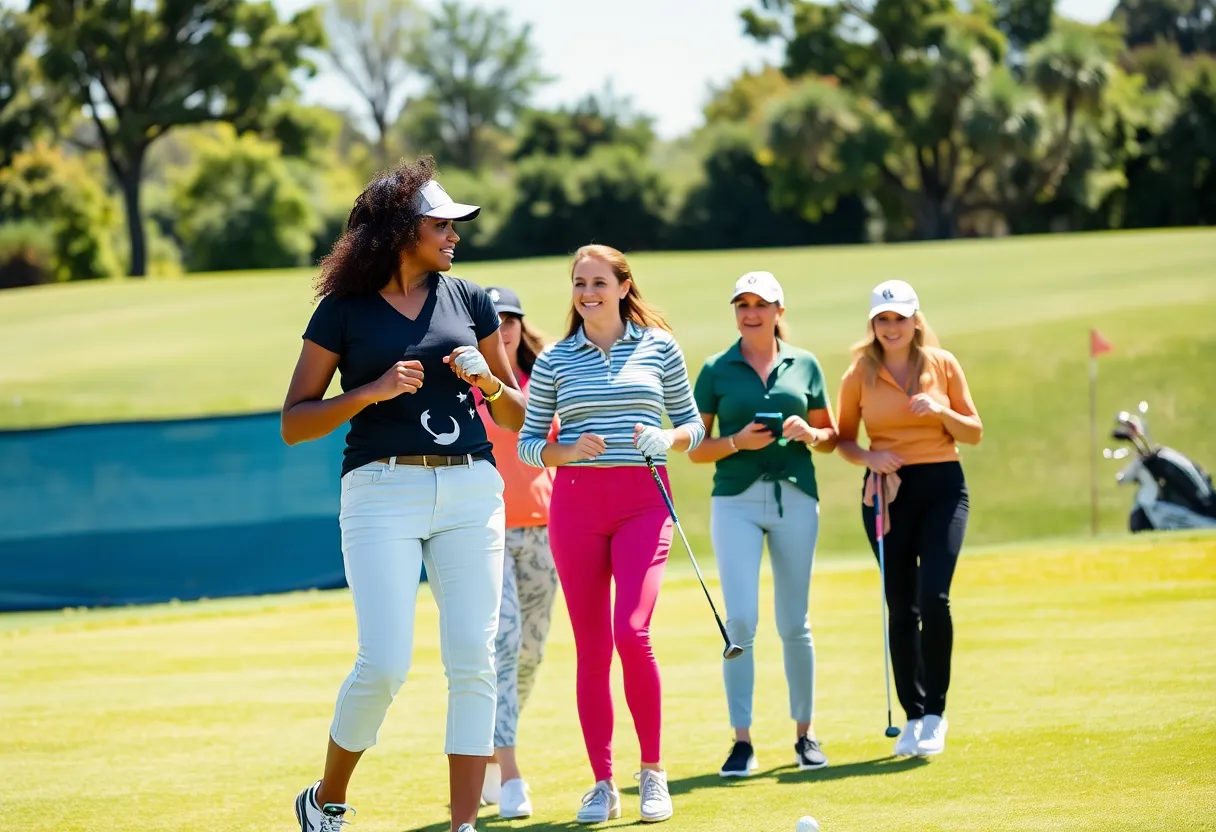 Group of women enjoying golf together, representing empowerment