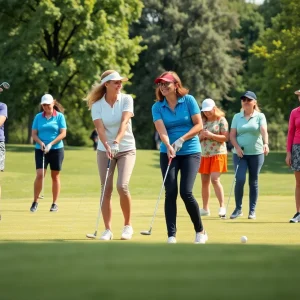 Female golfers enjoying Women's Golf Day activities on the golf course