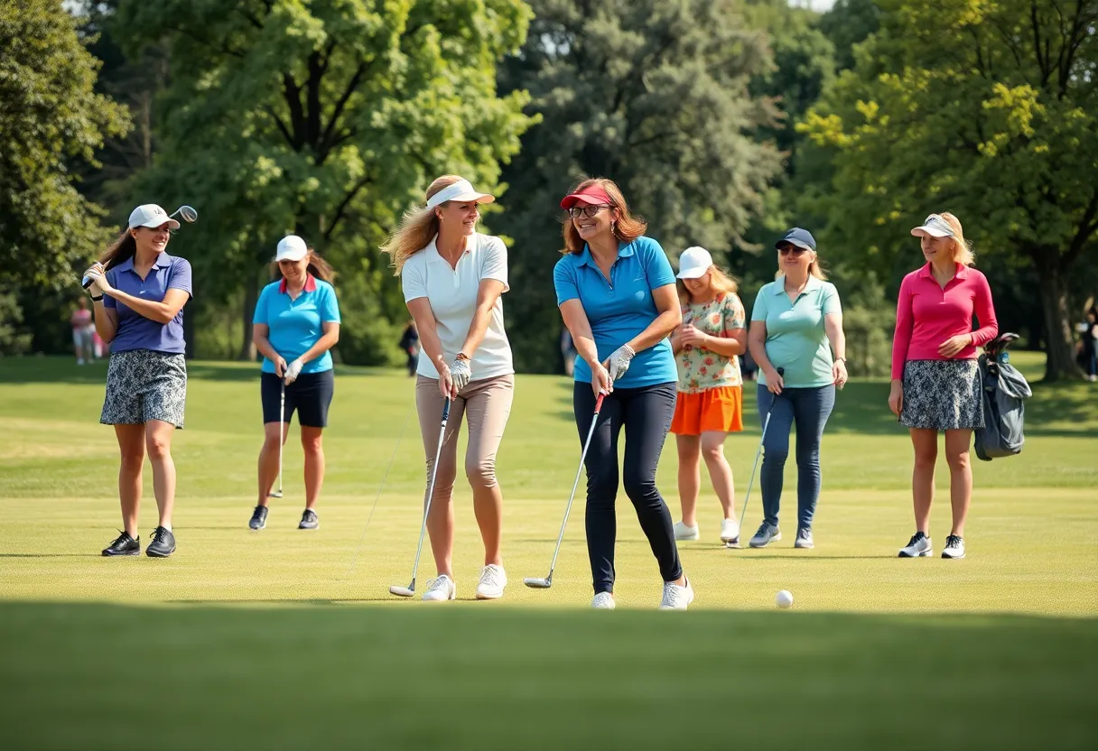 Female golfers enjoying Women's Golf Day activities on the golf course