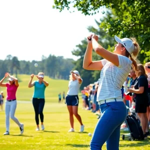 Participants at the Women’s South Atlantic Amateur Golf Championship on the course.