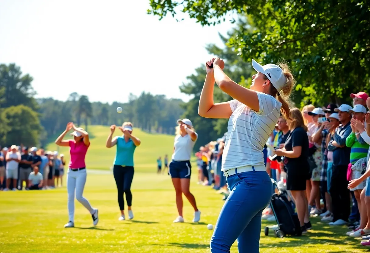 Participants at the Women’s South Atlantic Amateur Golf Championship on the course.