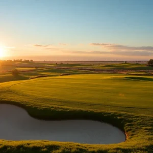 Close-up of a beautiful golf course featuring greens and landscape