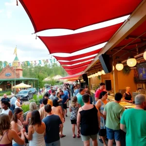 Crowd enjoying food and live music at the 2025 Food & Wine Festival in Tampa Bay