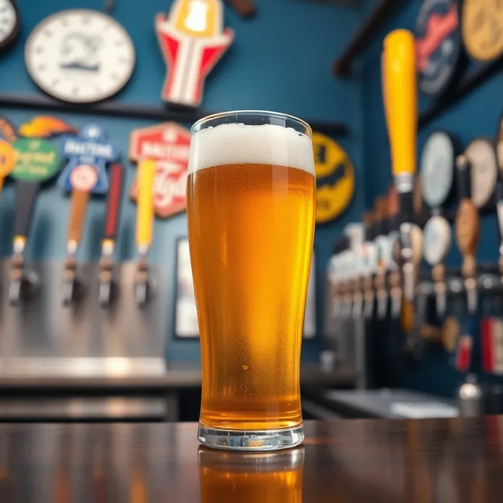 Golden ale in a glass at Thirsty Buffalo Brewing