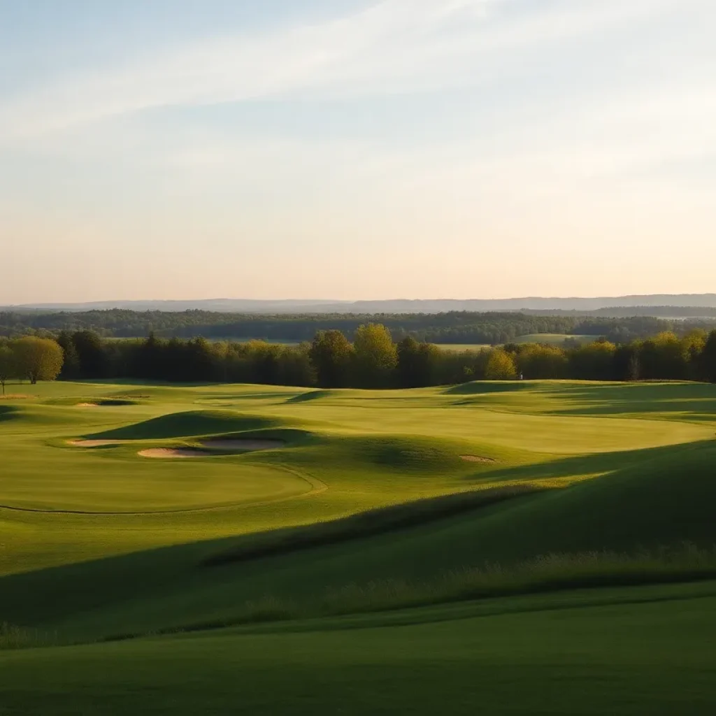 A picturesque view of Cape Cod National Golf Club showcasing its beautiful landscape.