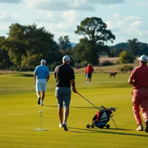 A busy golf course during the Cognizant Classic with fans and players.