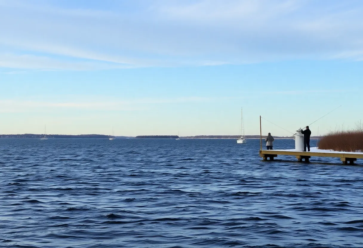 Fishermen in Tampa Bay during a cold snap