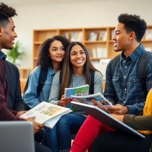 Students receiving college admissions counseling