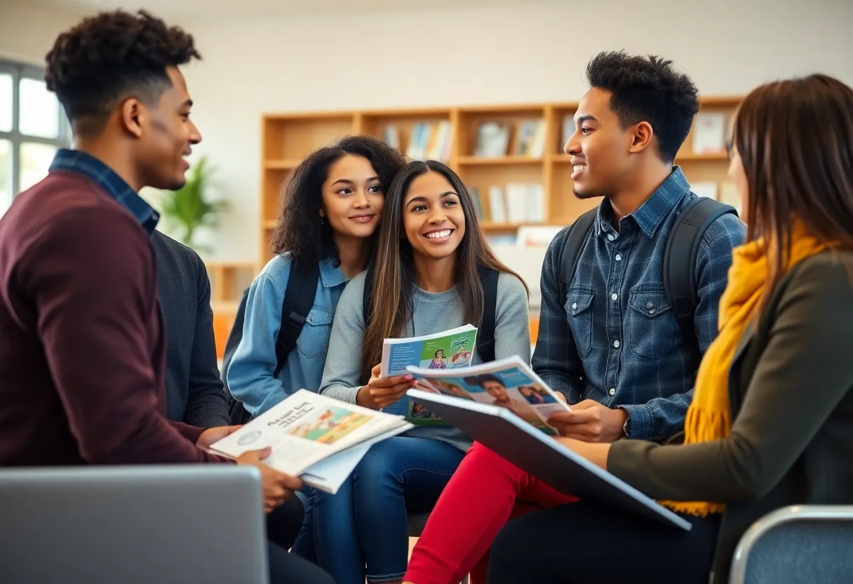 Students receiving college admissions counseling