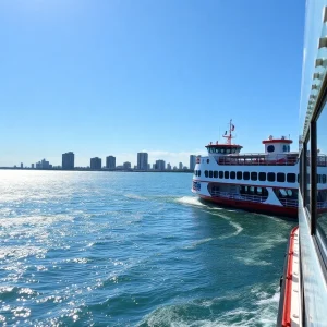 The Cross Bay Ferry sailing between Tampa and St. Petersburg