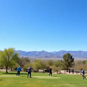 Players enjoying a disc golf course in the park