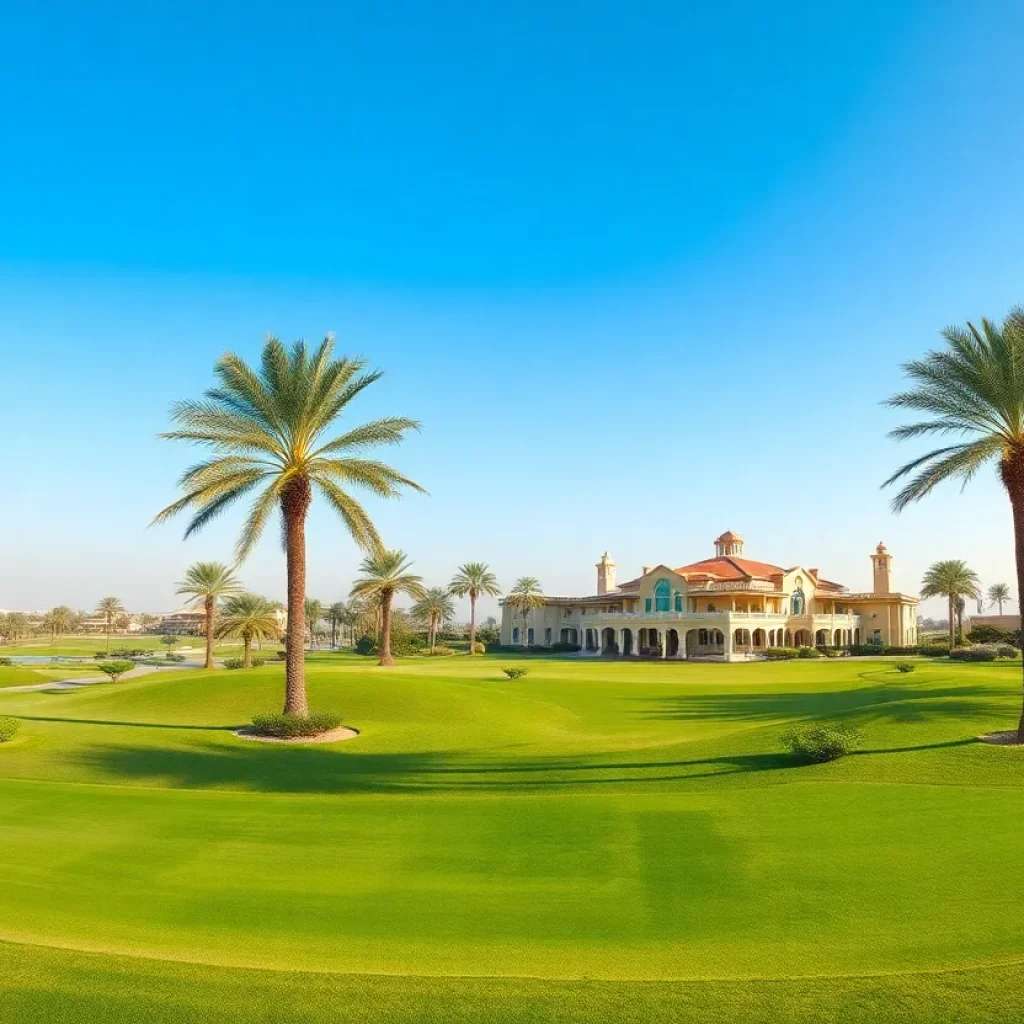 Scenic view of a luxurious golf course in Dubai