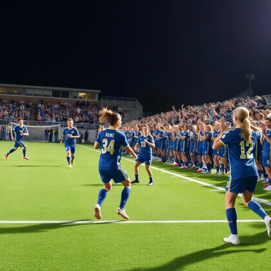 Exciting high school soccer match with players in action