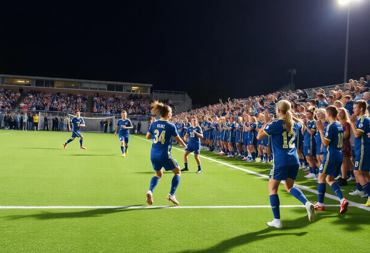 Exciting high school soccer match with players in action