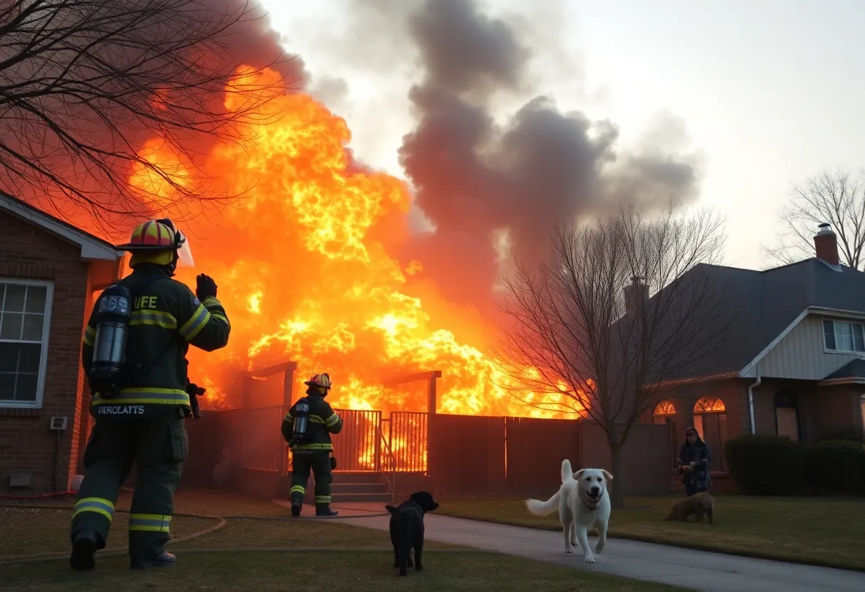 Firefighters working to control a fire in Tampa