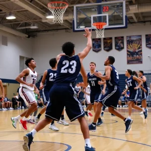 Players in action during a Florida high school basketball game