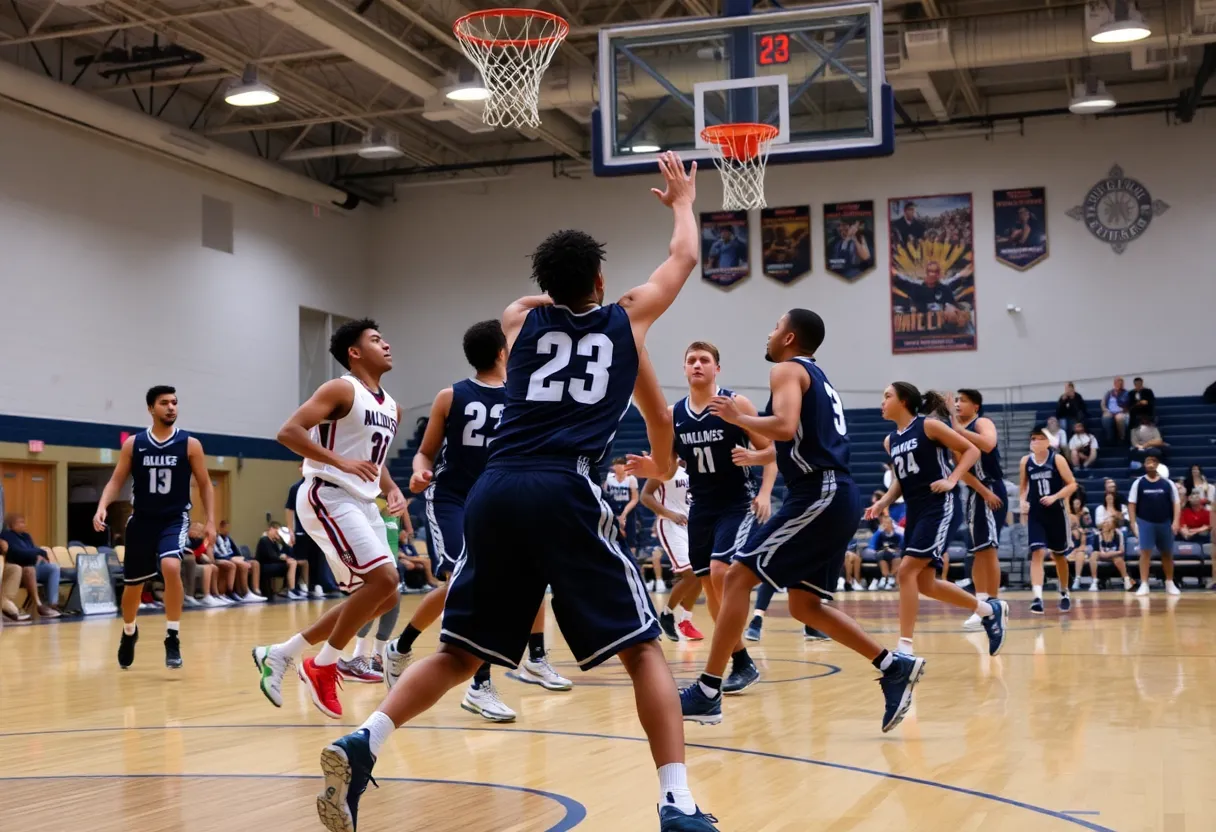 Players in action during a Florida high school basketball game