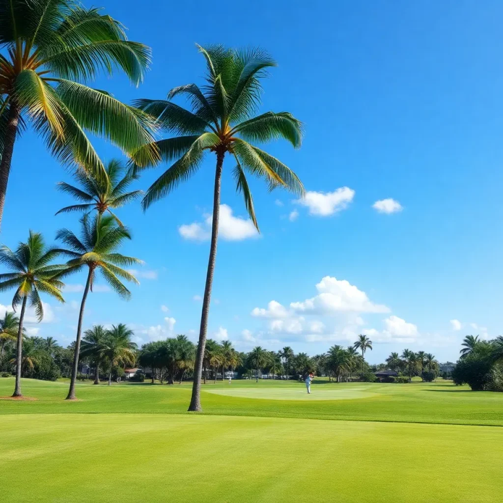 Beautiful Florida public golf course with palm trees